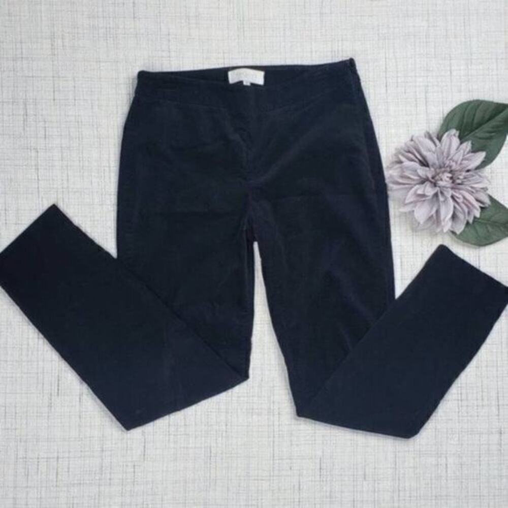 Talbots Womens Straight Leg Pants Size 2P Black Velvet Slim Fit Mid Rise Crop